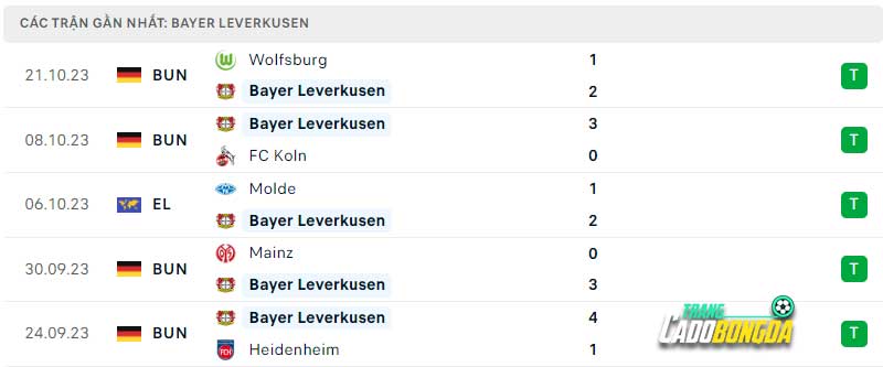 Phong độ chủ nhà Leverkusen